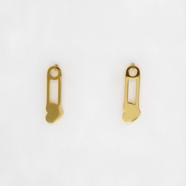 JEWELRY - EARRINGS - SCREW - STAINLESS STEEL - SECRET NEEDLE Е275 - 0.5x1.8cm GOLD - 1 pair