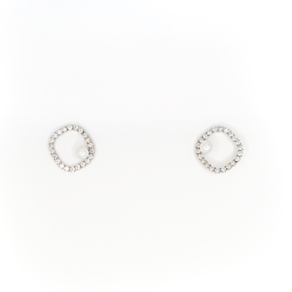 JEWELRY - EARRINGS - SCREW - ZIRCON - Е283 - 1.5x1.5cm NICKEL - 1 pair