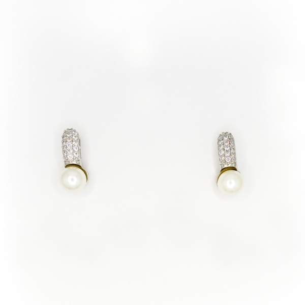 JEWELRY - EARRINGS - SCREW - ZIRCON - Е295 - 0.7x1.9cm NICKEL - 1 pair