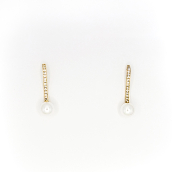 JEWELRY - EARRINGS - SCREW - ZIRCON - Е296 - 0.6x2.6cm GOLD - 1 pair