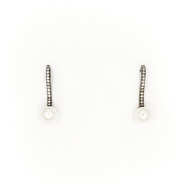 JEWELRY - EARRINGS - SCREW - ZIRCON - Е296 - 0.6x2.6cm OXIDIZED - 1 pair