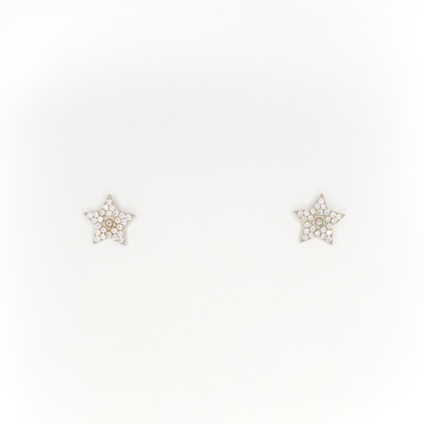 JEWELRY - EARRINGS - SCREW - ZIRCON - STAR Е287 - 1.0x1.0cm NICKEL - 1 pair