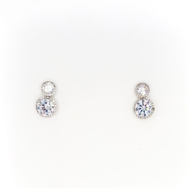 JEWELRY - EARRINGS - SCREW - ZIRCON - CIRCLES Е302 - 1.0x1.7cm NICKEL - 1 pair