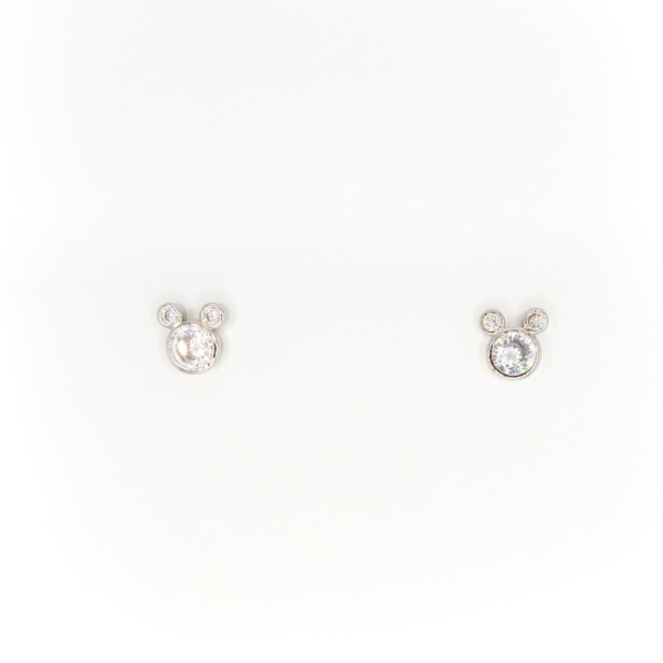 JEWELRY - EARRINGS - SCREW - ZIRCON - MICKEY MOUSE Е284 - 0.9x0.9cm NICKEL - 1 pair