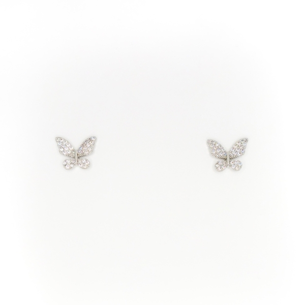 JEWELRY - EARRINGS - SCREW - ZIRCON - BUTTERFLY Е291 - 1.2x1.2cm NICKEL - 1 pair