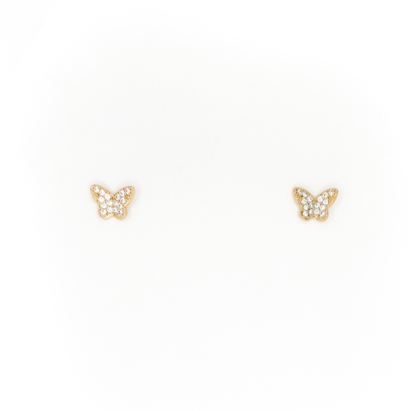 JEWELRY - EARRINGS - SCREW - ZIRCON - BUTTERFLY Е314 - 0.9x0.7cm GOLD - 1 pair