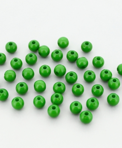 OPAQUE PLASTIC BEADS - BALL - 6mm GREEN (DARK) С24 - PACKAGE 500g Hole-1.8mm (4290pcs.)