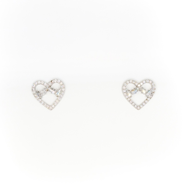 JEWELRY - EARRINGS - SCREW - ZIRCON - HEART Е282 - 1.7x1.5cm NICKEL - 1 pair