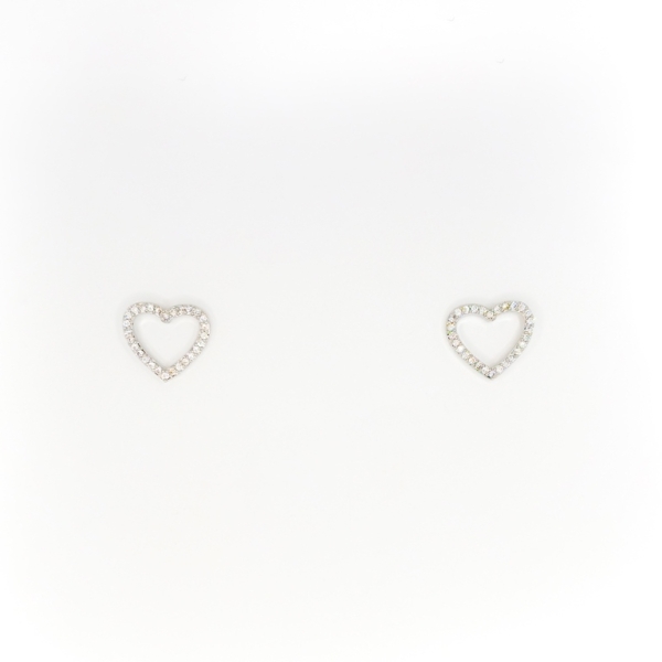 JEWELRY - EARRINGS - SCREW - ZIRCON - HEART Е288 - 1.2x1.0cm NICKEL - 1 pair