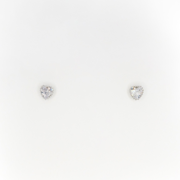 JEWELRY - EARRINGS - SCREW - ZIRCON - HEART Е289 - 0.6x0.7cm NICKEL - 1 pair