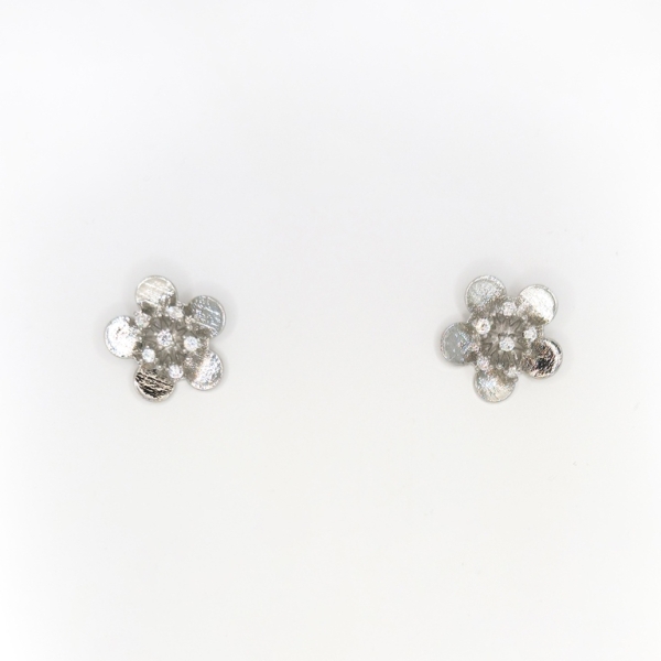 JEWELRY - EARRINGS - SCREW - ZIRCON - FLOWER Е304 - 1.7x1.7cm NICKEL - 1 pair