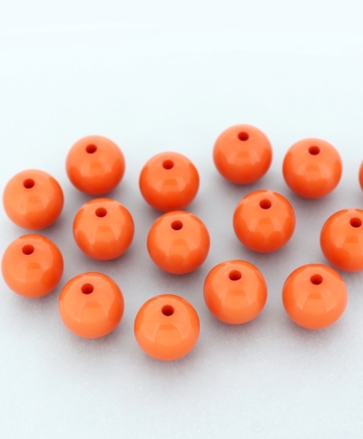 OPAQUE PLASTIC BEADS - BALL - 12mm CORAL ORANGE (DARK) С10 - PACKAGE 500g Hole-2.2mm (529pcs.)