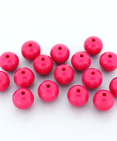 OPAQUE PLASTIC BEADS - BALL - 12mm CYCLAMEN PINK С05 - PACKAGE 500g Hole-2.2mm (524pcs.)