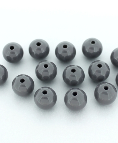 OPAQUE PLASTIC BEADS - BALL - 12mm GRAY (DARK) ВА23 - PACKAGE 500g Hole-2.5mm (546pcs.)