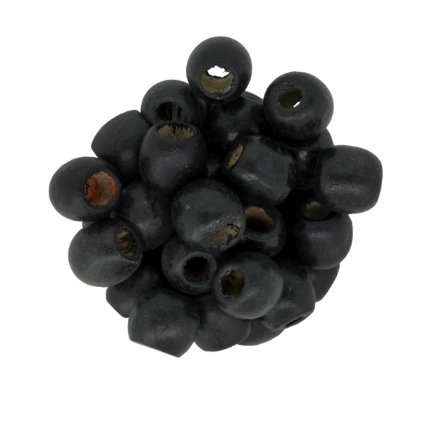 WOODEN BEADS - BALL SHAPED - 12x13mm BLACK (MATTE) А21 - PACKAGE 500g (1050pcs.) Hole-5.5mm