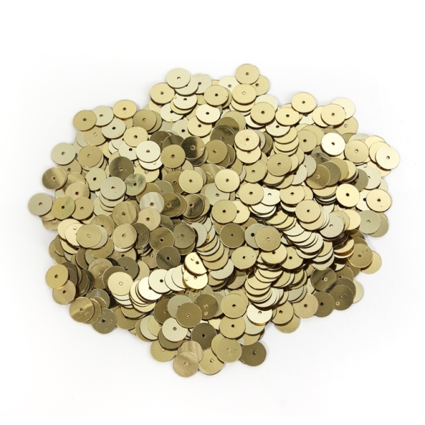 SEQUINS - CIRCLE 01 FLAT - METALLIC - 8mm GOLD 009 - PACKAGE 250g Hole-1.0mm