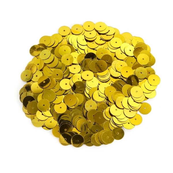 SEQUINS - CIRCLE 01 FLAT - METALLIC - 10mm YELLOW 011 - PACKAGE 250g Hole-1.0mm