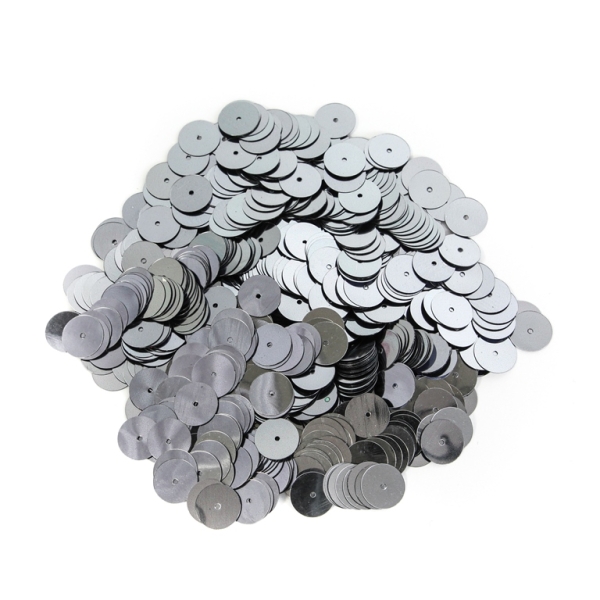 SEQUINS - CIRCLE 01 FLAT - METALLIC - 10mm GRAY 001 - PACKAGE 250g Hole-1.0mm