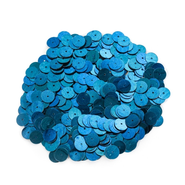 SEQUINS - CIRCLE 01 FLAT - METALLIC - 10mm BLUE 010 - PACKAGE 250g Hole-1.0mm