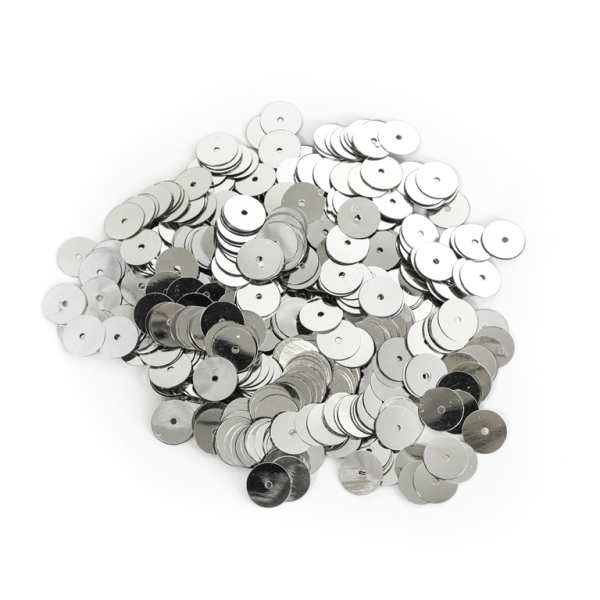 SEQUINS - CIRCLE 01 FLAT - METALLIC - 10mm SILVER 002 - PACKAGE 250g Hole-1.0mm