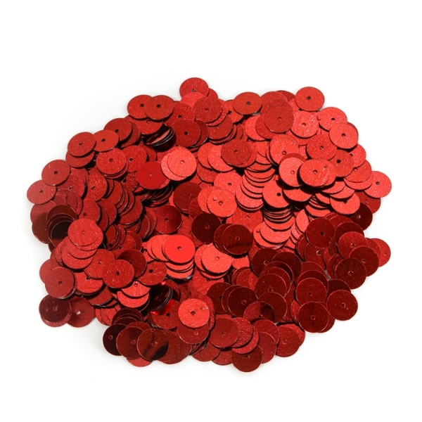 SEQUINS - CIRCLE 01 FLAT - METALLIC - 10mm RED 013 - PACKAGE 250g Hole-1.0mm