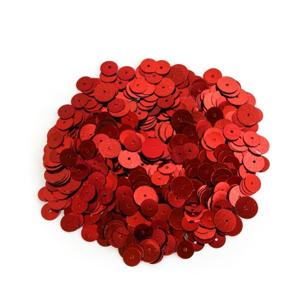 SEQUINS - CIRCLE 01 FLAT - METALLIC - MIXED SIZES 8mm and 10mm RED 013 - PACKAGE 250g Hole-1.0mm