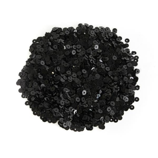 SEQUINS - CIRCLE 01 FLAT - OPAQUE - 4mm BLACK 025 - PACKAGE 250g Hole-1.0mm