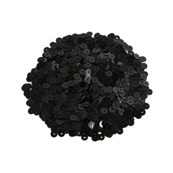 SEQUINS - CIRCLE 01 FLAT - OPAQUE - 5mm BLACK 025 - PACKAGE 250g Hole-1.0mm