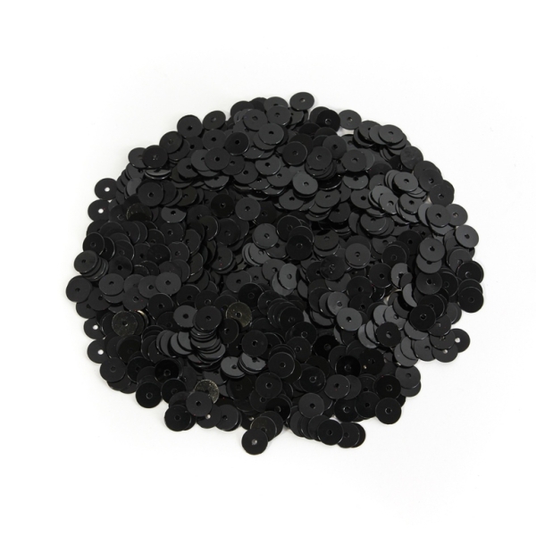 SEQUINS - CIRCLE 01 FLAT - OPAQUE - 7mm BLACK 025 - PACKAGE 250g Hole-1.0mm