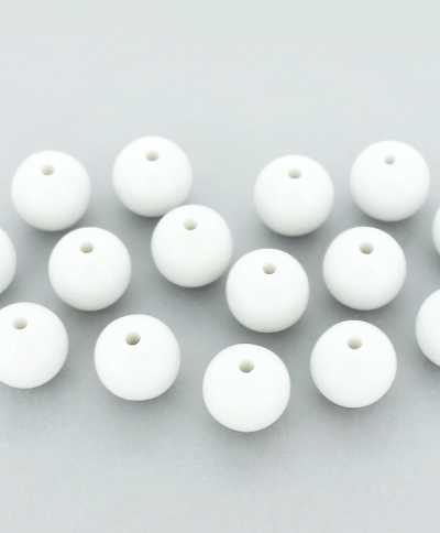 OPAQUE PLASTIC BEADS - BALL - 12mm WHITE С01 - PACKAGE 500g Hole-2.2mm (538pcs.)