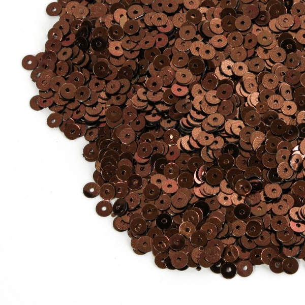 SEQUINS - CIRCLE 01 FLAT - METALLIC - 4mm BROWN 006 - 20g Hole-1.0mm