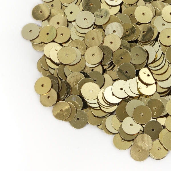 SEQUINS - CIRCLE 01 FLAT - METALLIC - 8mm GOLD 009 - 20g Hole-1.0mm