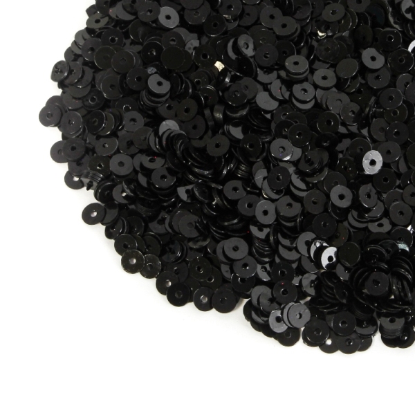 SEQUINS - CIRCLE 01 FLAT - OPAQUE - 4mm BLACK 025 - 20g Hole-1.0mm