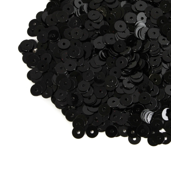 SEQUINS - CIRCLE 01 FLAT - OPAQUE - 5mm BLACK 025 - 20g Hole-1.0mm