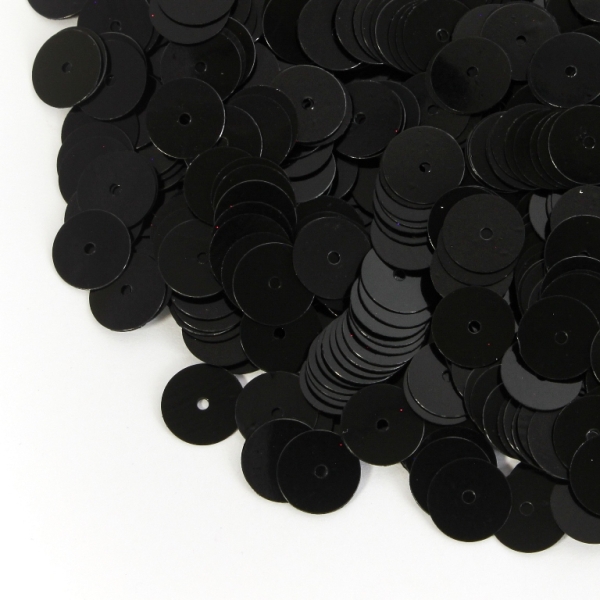 SEQUINS - CIRCLE 01 FLAT - OPAQUE - 10mm BLACK 025 - 20g Hole-1.0mm