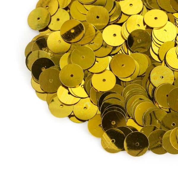 SEQUINS - CIRCLE 01 FLAT - METALLIC - 10mm YELLOW 011 - 20g Hole-1.0mm