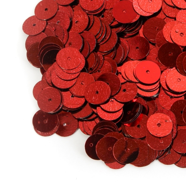 SEQUINS - CIRCLE 01 FLAT - METALLIC - 10mm RED 013 - 20g Hole-1.0mm