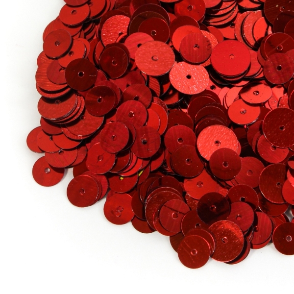 SEQUINS - CIRCLE 01 FLAT - METALLIC - MIXED SIZES 8mm and 10mm RED 013 - 20g Hole-1.0mm