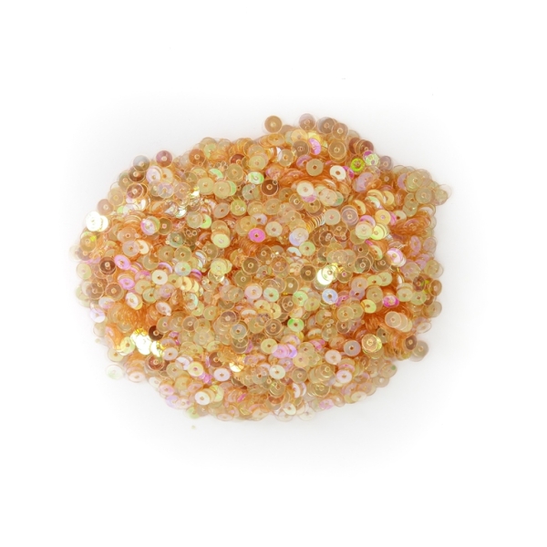 SEQUINS - CIRCLE 01 FLAT - TRANSPARENT АВ - 4mm ORANGE (LIGHT) 029 - PACKAGE 250g Hole-1.0mm