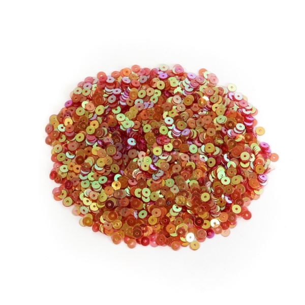 SEQUINS - CIRCLE 01 FLAT - TRANSPARENT АВ - 4mm RED (LIGHT) 033 - PACKAGE 250g Hole-1.0mm