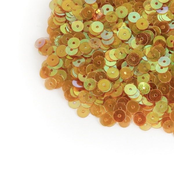 SEQUINS - CIRCLE 01 FLAT - TRANSPARENT АВ - 5mm ORANGE (DARK) 031 - 20g Hole-1.0mm