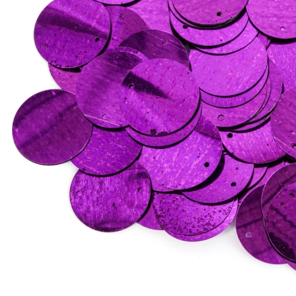 SEQUINS - CIRCLE 02 FLAT - METALLIC - 20mm PURPLE 015 - 20g Hole-1.0mm