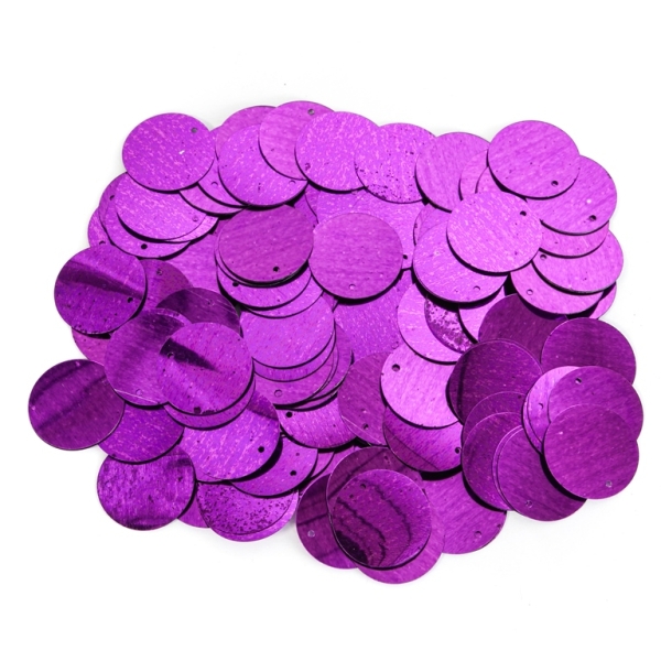 SEQUINS - CIRCLE 02 FLAT - METALLIC - 20mm PURPLE 015 - PACKAGE 250g Hole-1.0mm