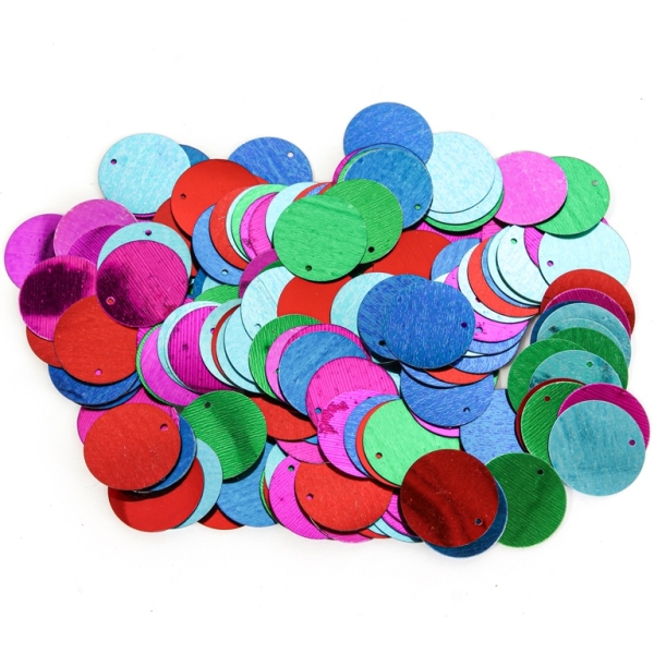 SEQUINS - CIRCLE 02 FLAT - METALLIC - 20mm MIX 016 - PACKAGE 250g Hole-1.0mm