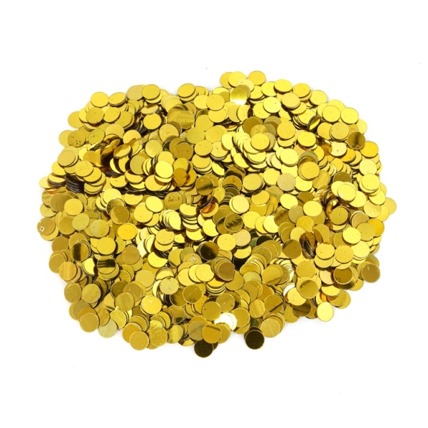 SEQUINS FOR GLUING - CIRCLE 03 FLAT - METALLIC - 6mm YELLOW 011 - PACKAGE 250g