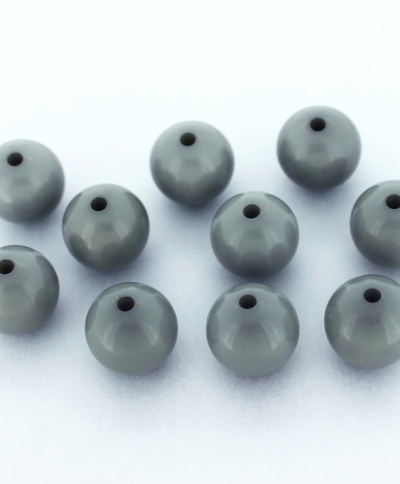 OPAQUE PLASTIC BEADS - BALL - 14mm GRAY С35 - PACKAGE 500g Hole-2.5mm (337pcs.)