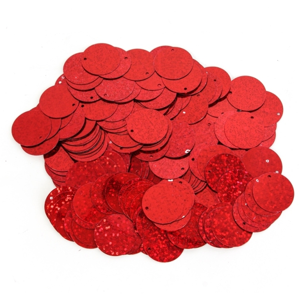 SEQUINS - CIRCLE 02 FLAT - HOLOGRAPHIC - 19mm RED 172 - PACKAGE 250g Hole-1.0mm