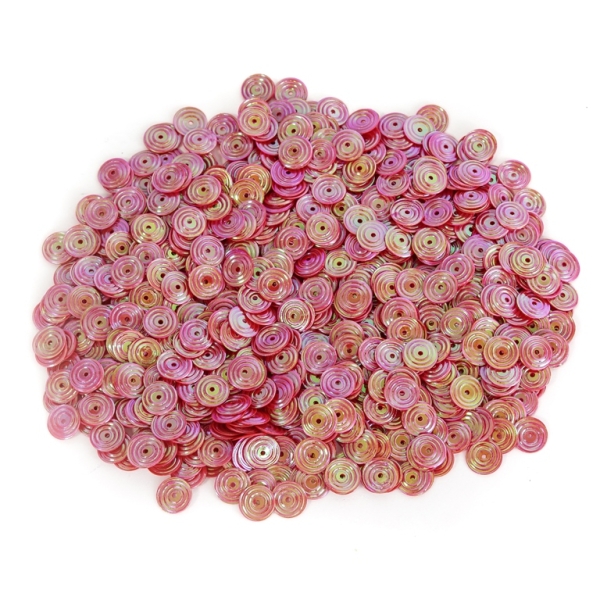 SEQUINS - CIRCLE 03 RELIEF - OPAQUE АВ - 8mm RED 147 - PACKAGE 250g Hole-1.0mm