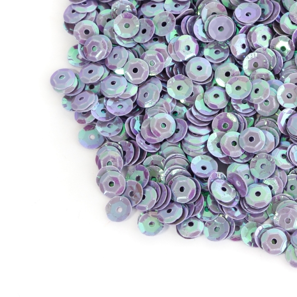 SEQUINS - CIRCLE 04 RELIEF - OPAQUE АВ - 7mm PURPLE (LIGHT) 083 - 20g Hole-1.0mm