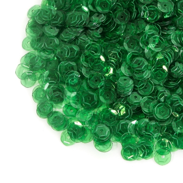 SEQUINS - CIRCLE 04 RELIEF - TRANSPARENT - 7mm GREEN 109 - 20g Hole-1.0mm